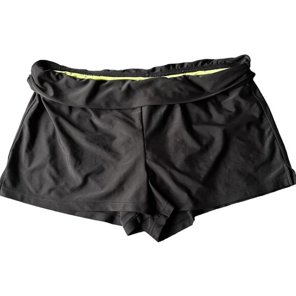 Athleta Splash Swim Shorts in Black Large Lined briefs Foldover Waistband - Picture 1 of 11